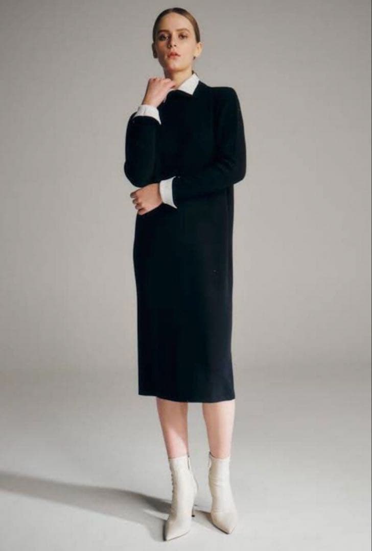 美品✨ROOM NO.8 BLACK / ニードル バイカラー カフス ドレス