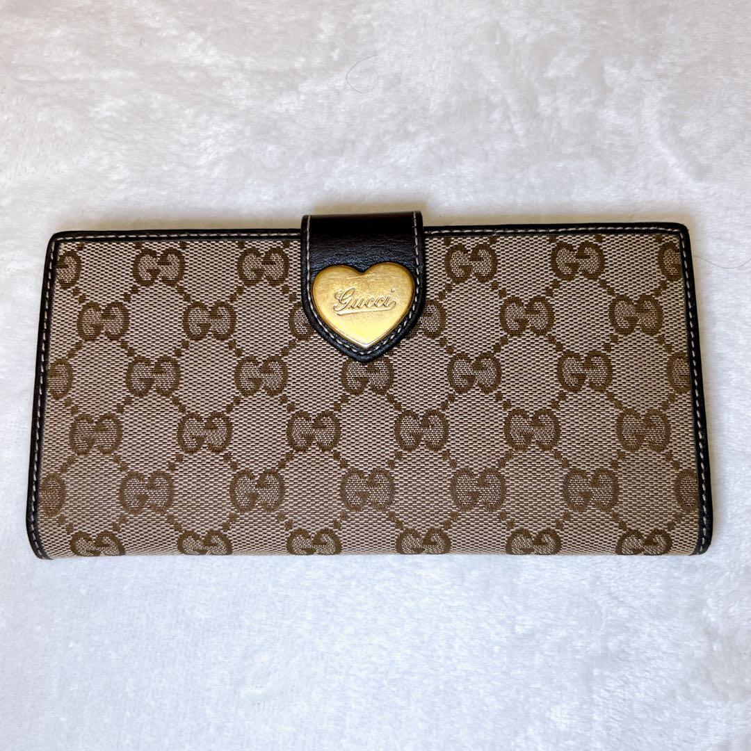 【極美品⭐︎】GUCCI 長財布 ラブリーハート GGキャンバス レザー ブラウン