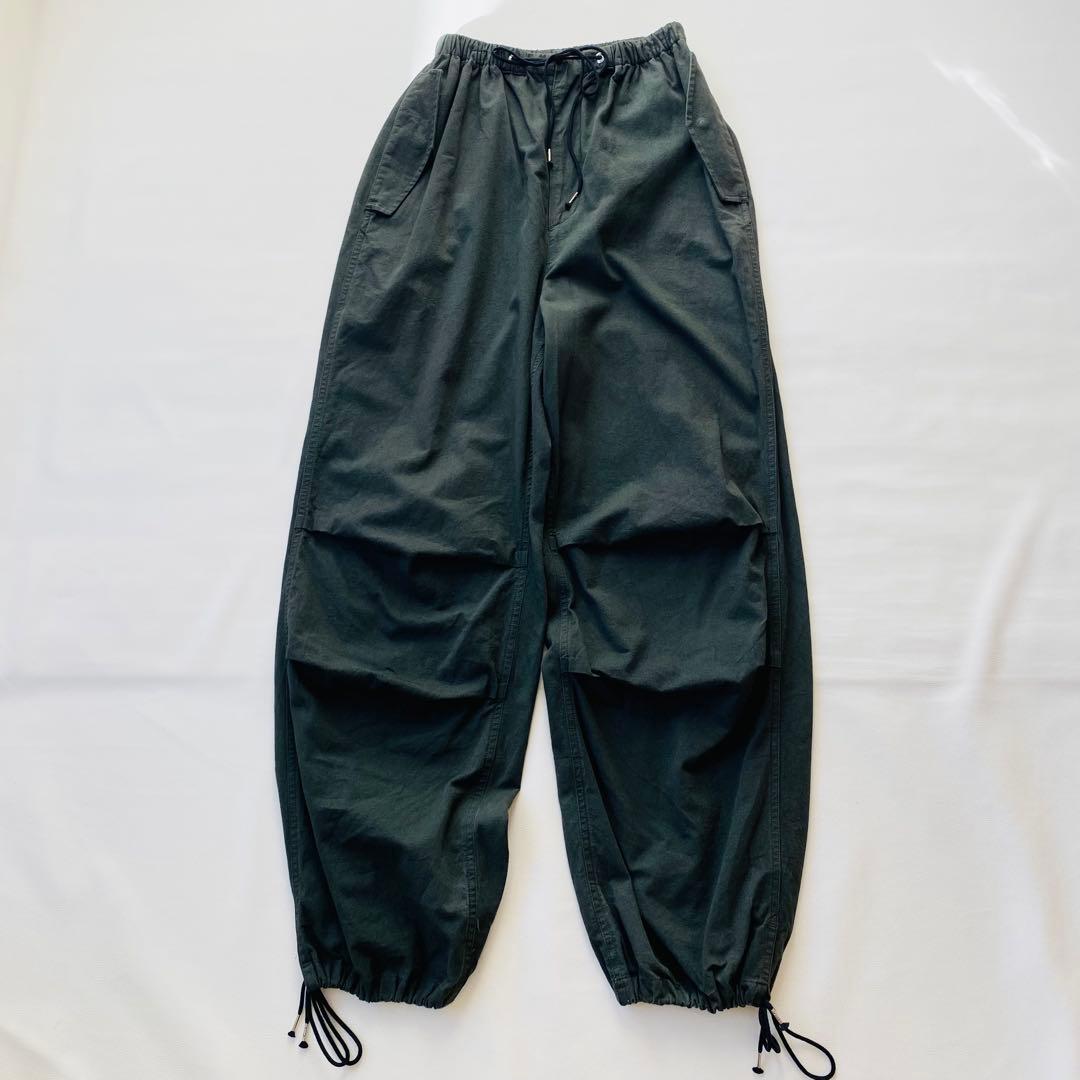 SHISHIKUI　パラシュートパンツ　天然日干し加工　ドローコード　ブラック