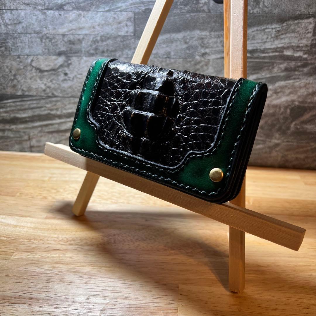 【限定】ミドルトラッカーウォレット　クロコクラウンインレイ 　本革　ワイルドvr