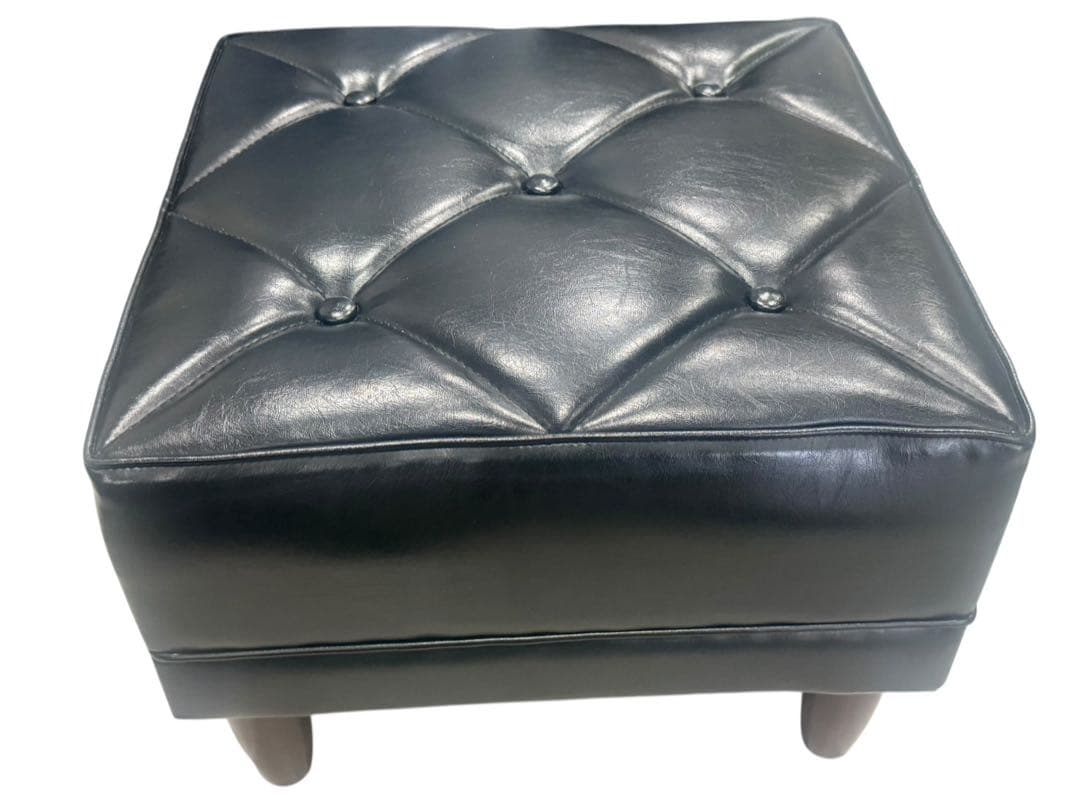 ◯②karimoku カリモク60 オットマン 黒 ブラック レザー