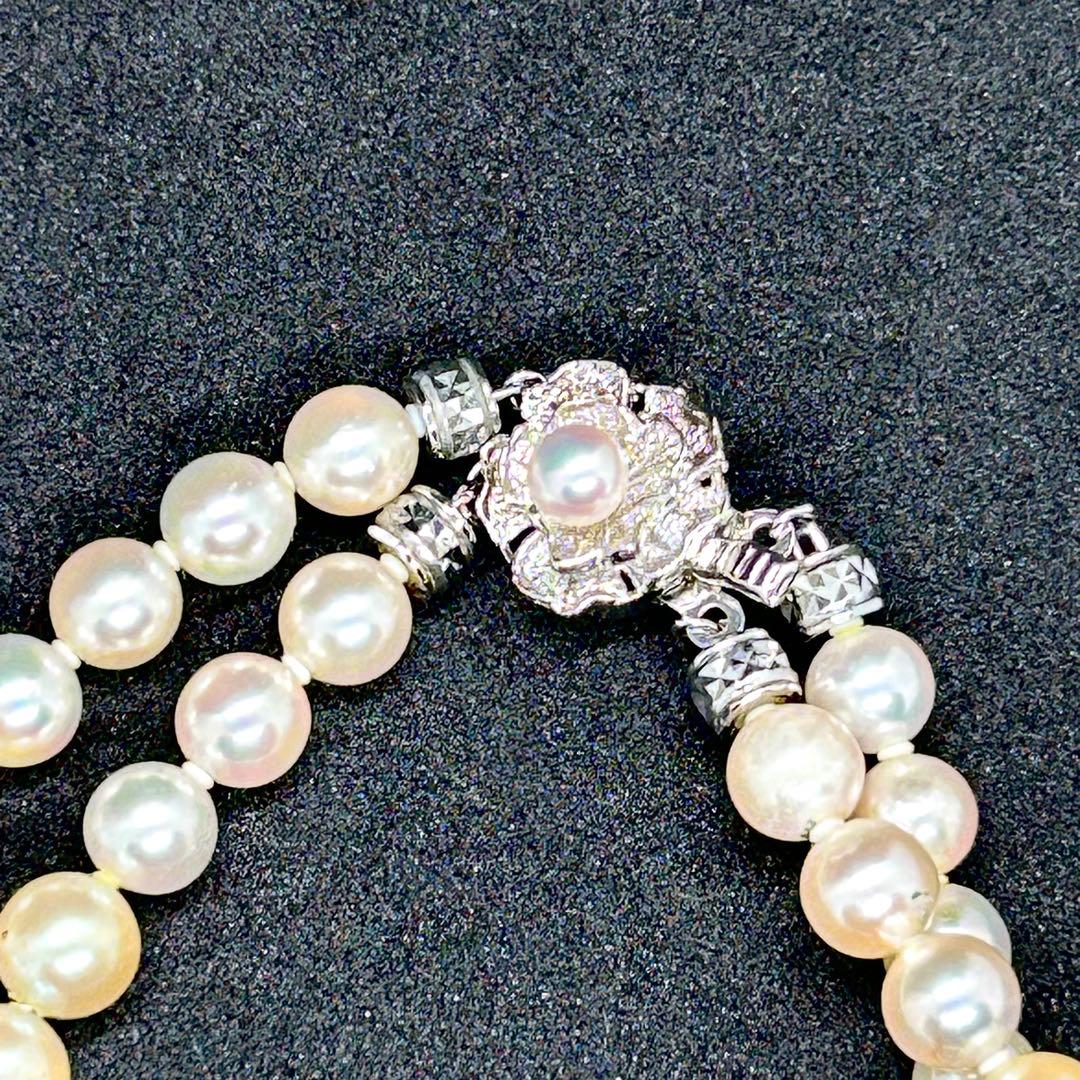 本真珠 二重ネックレス シルバー留め具