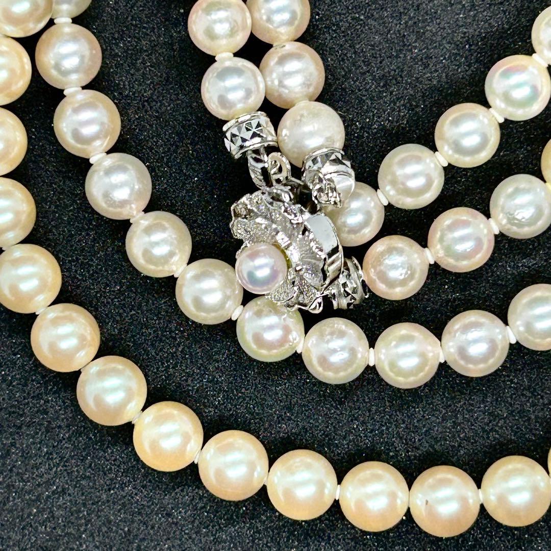 本真珠 二重ネックレス シルバー留め具