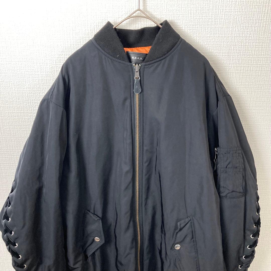 367【美品】 G.V.G.V レースアップ MA-1 ロングコート リボン