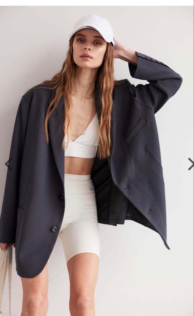 アリシアスタンウェルネス　グレー オーバーサイズ テーラードジャケット