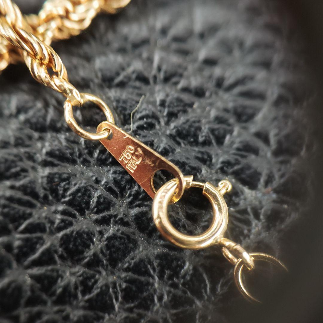 (C013008) K18 YG ロープチェーン ネックレス 中空 750刻印