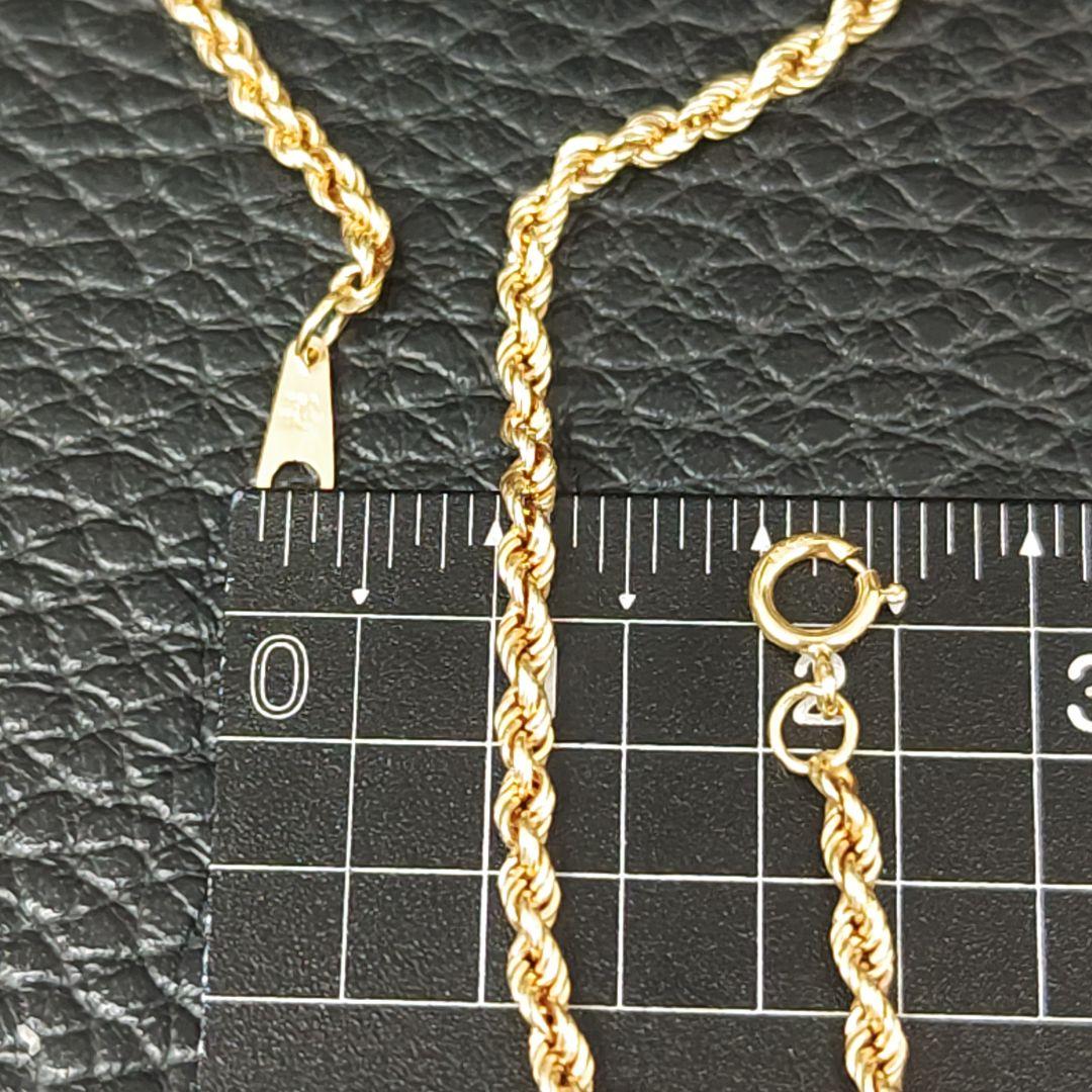 (C013008) K18 YG ロープチェーン ネックレス 中空 750刻印