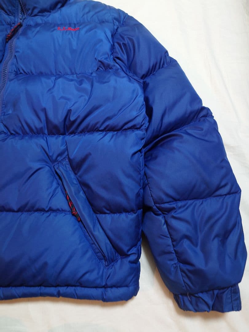90s エルエルビーン　LLBean 青 ダウンジャケット 刺繍ロゴ
