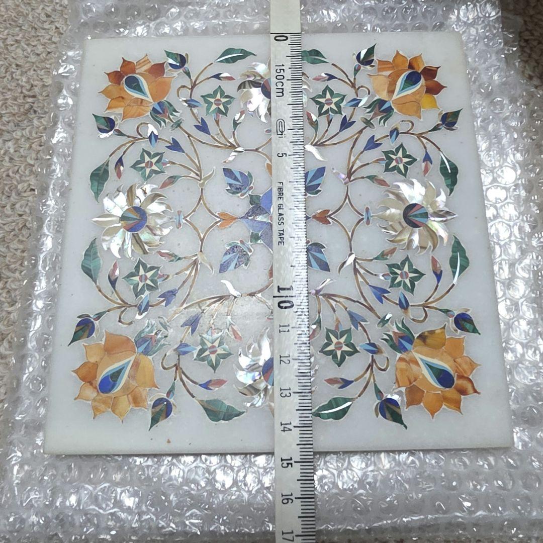 大理石プレート 螺鈿 ヴィンテージ アンティーク 美術品 芸術品 骨董品 インド