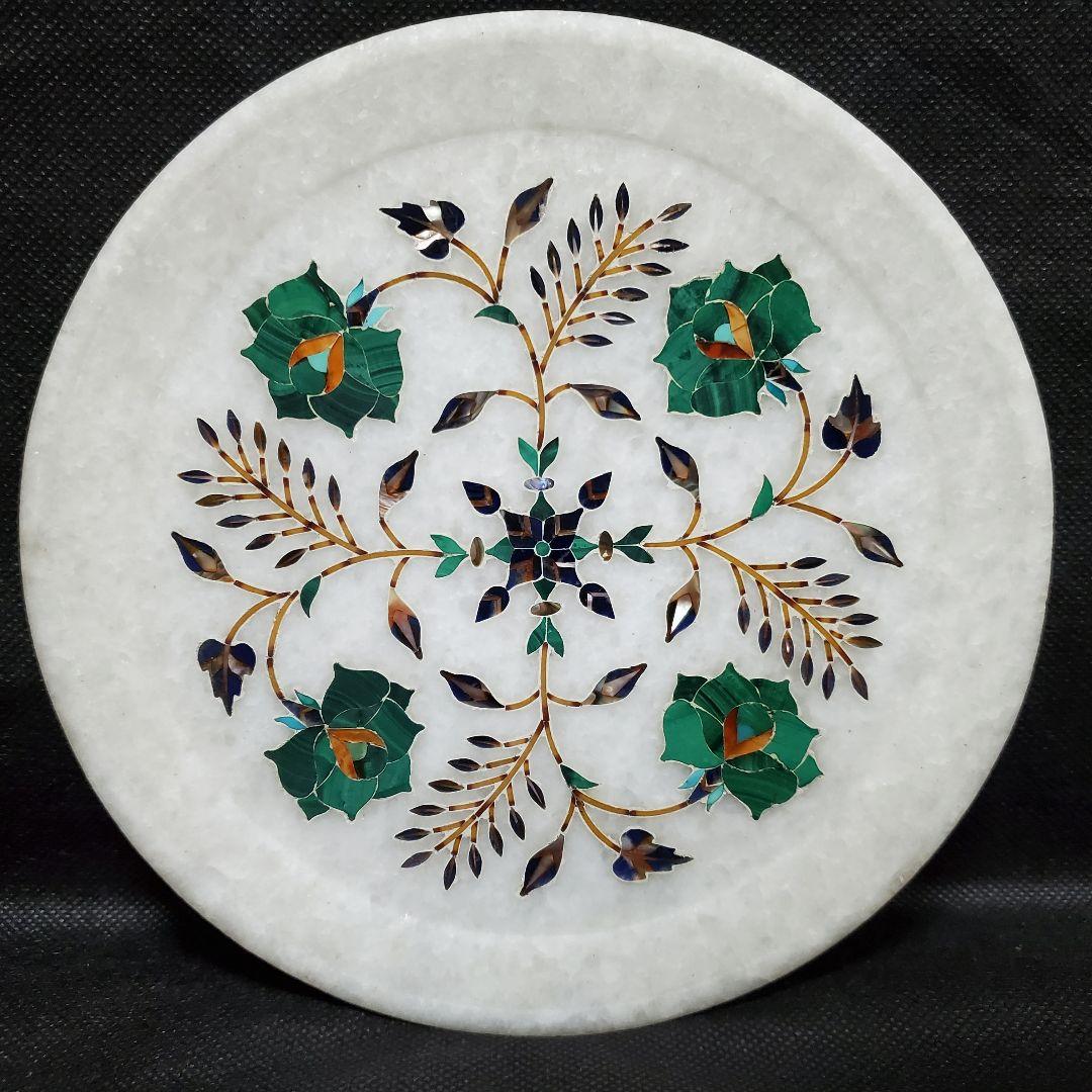 大理石プレート 螺鈿 ヴィンテージ アンティーク 美術品 芸術品 骨董品 インド