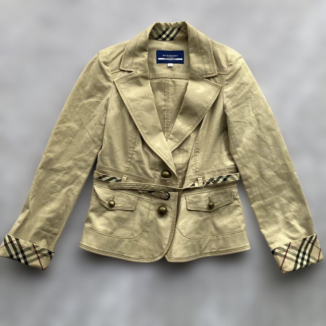 希少　バーバリー　テーラードジャケット　ベルト付き　ノバチェック　ホースロゴ