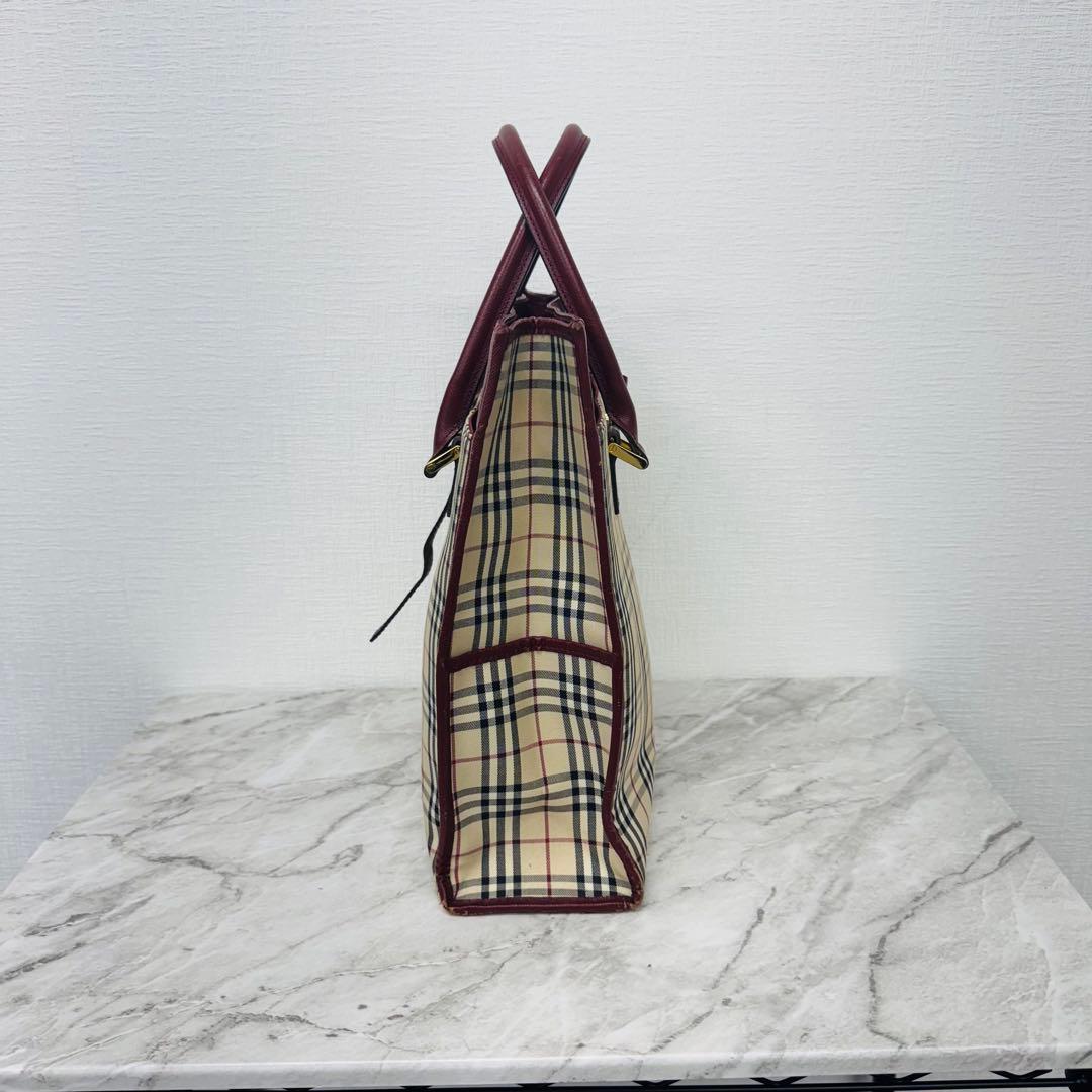 ✨BURBERRY✨バーバリー✨ボルドー✨ノバチェック✨トートバッグ✨