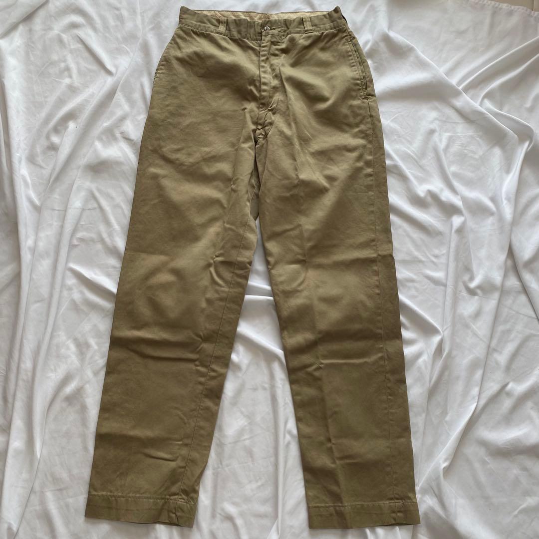 W30ビンテージ ミリタリー チノパン 60s コットン ベージュ