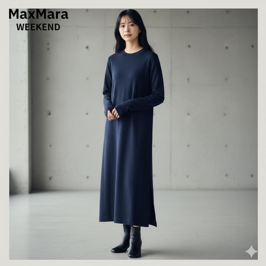 美品　Max Mara　マックスマーラ WEEKEND 上質ニットワンピース 紺