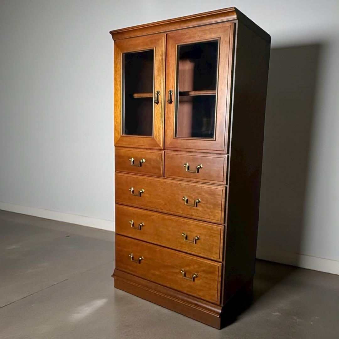 HR841 マルニ木工　地中海シリーズ　ミドルボード60 ガラスキャビネット