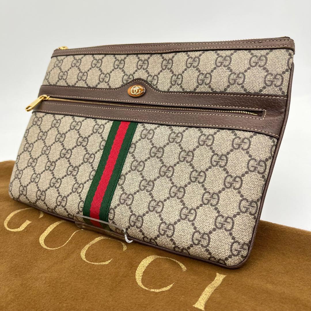 【美品】グッチ クラッチバッグ GGスプリーム マーモント オフィディア PVC