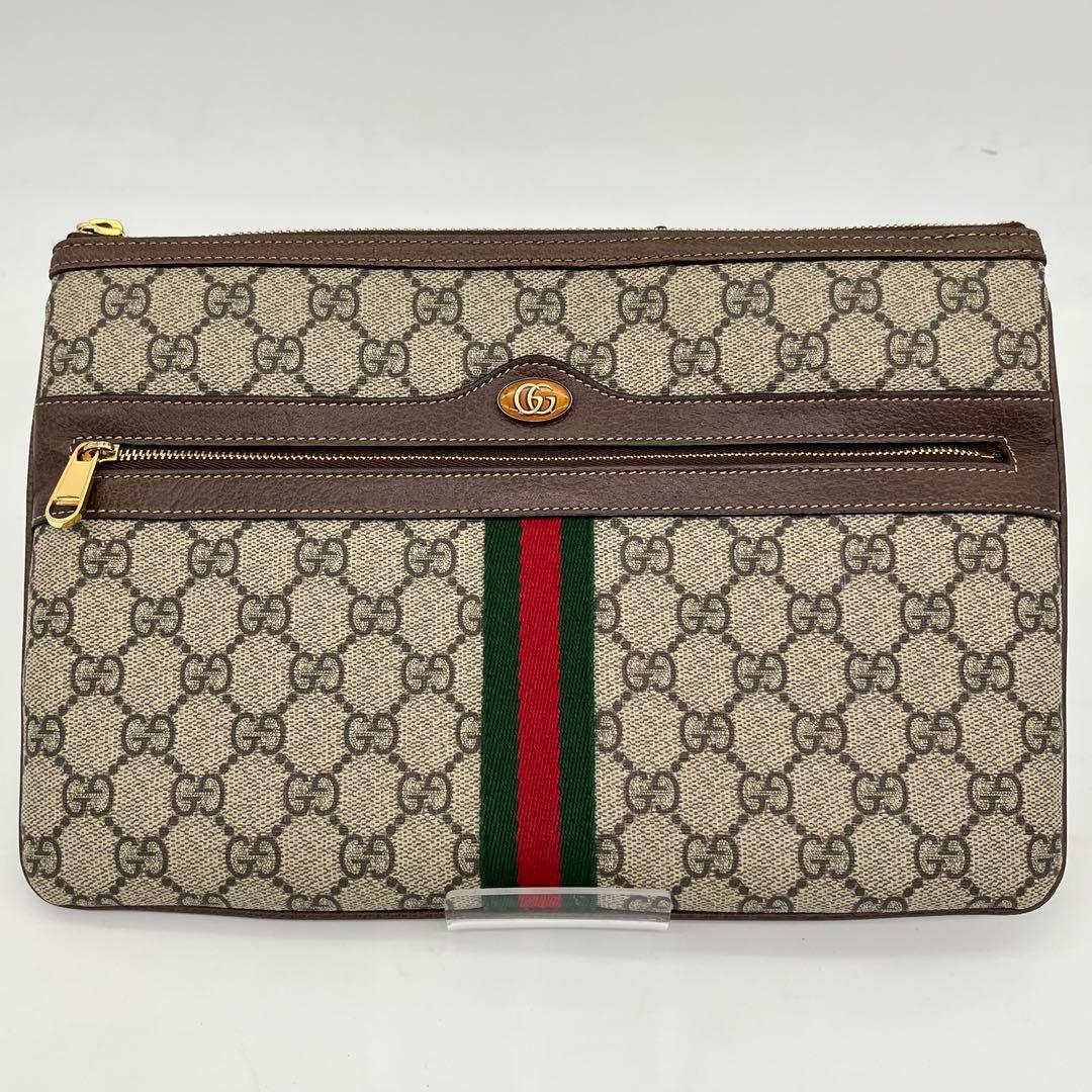 【美品】グッチ クラッチバッグ GGスプリーム マーモント オフィディア PVC