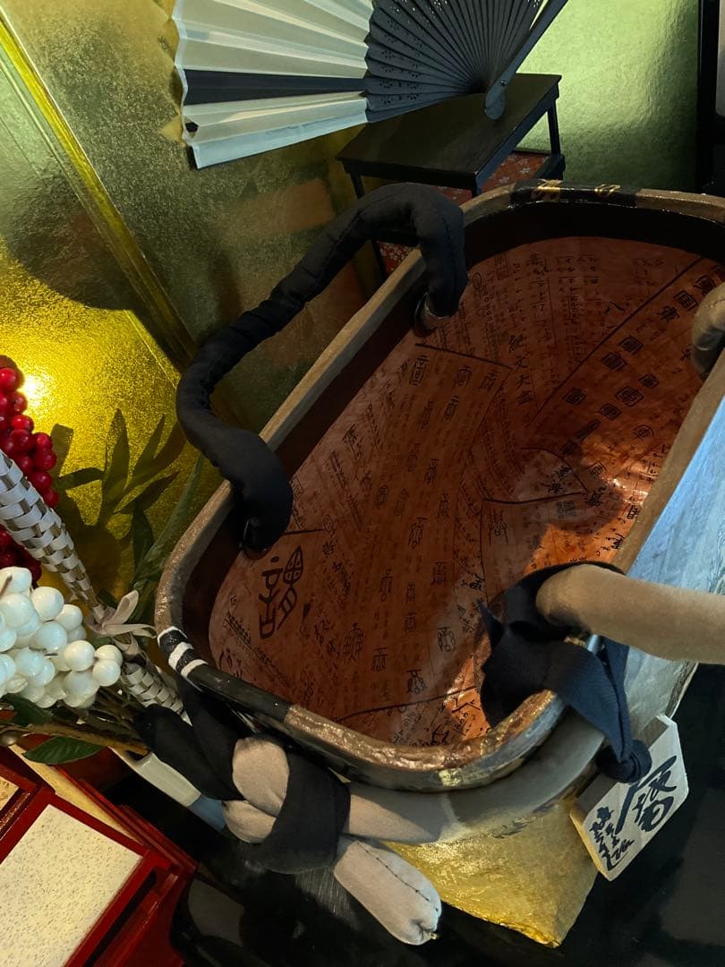 一閑張り　一閑張りバッグ　浮世絵　雲龍　古文書　和紙　竹籠　古布大正　着物　龍