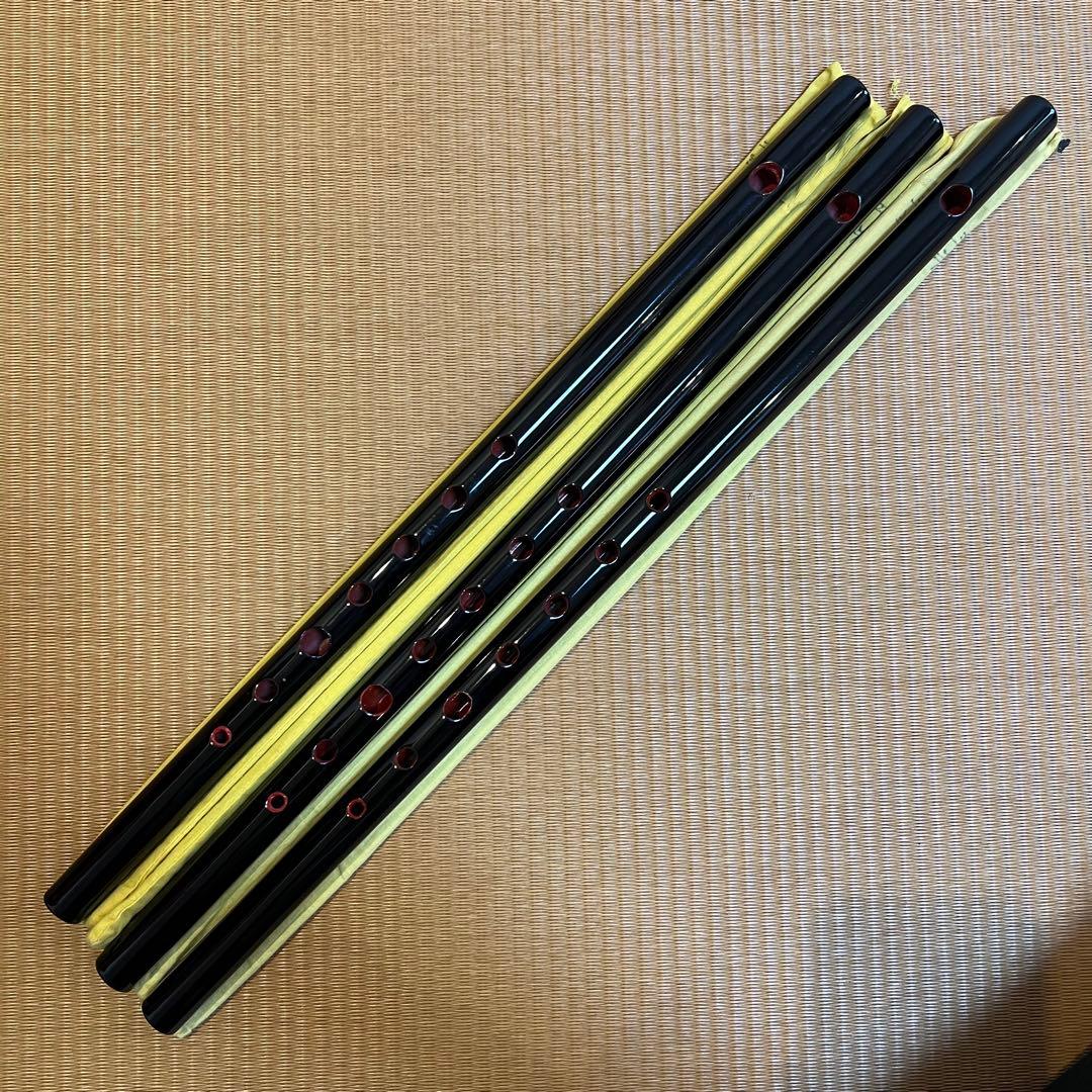 篠笛丸山 3・4・5本半調子 唄用（ドレミ調）黒漆塗 3本セット 専用笛袋付