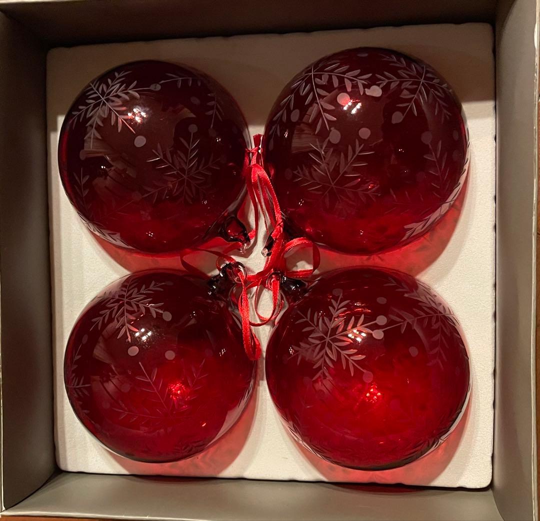 ガラス製クリスマスオーナメント4個セット