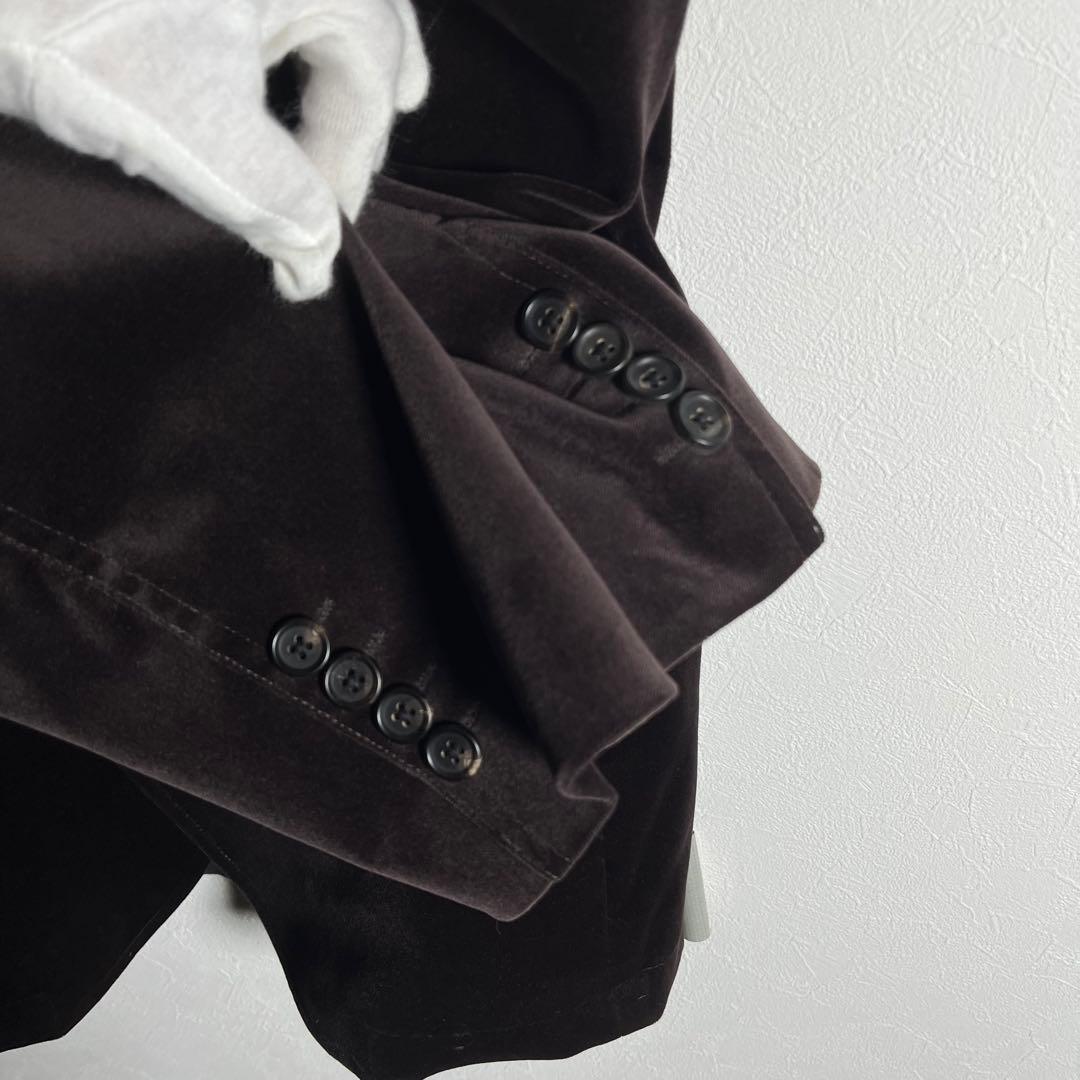 【美品•Lサイズ】ピーエスポールスミス テーラードジャケット ベロア花柄 濃茶