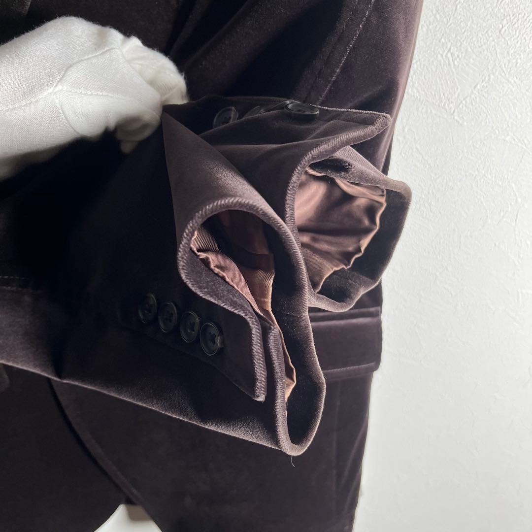 【美品•Lサイズ】ピーエスポールスミス テーラードジャケット ベロア花柄 濃茶