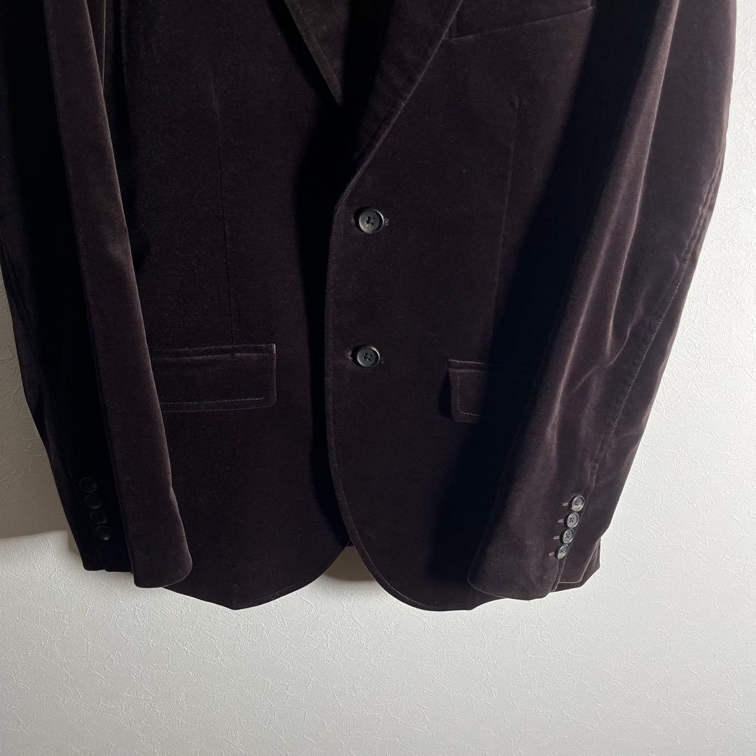 【美品•Lサイズ】ピーエスポールスミス テーラードジャケット ベロア花柄 濃茶