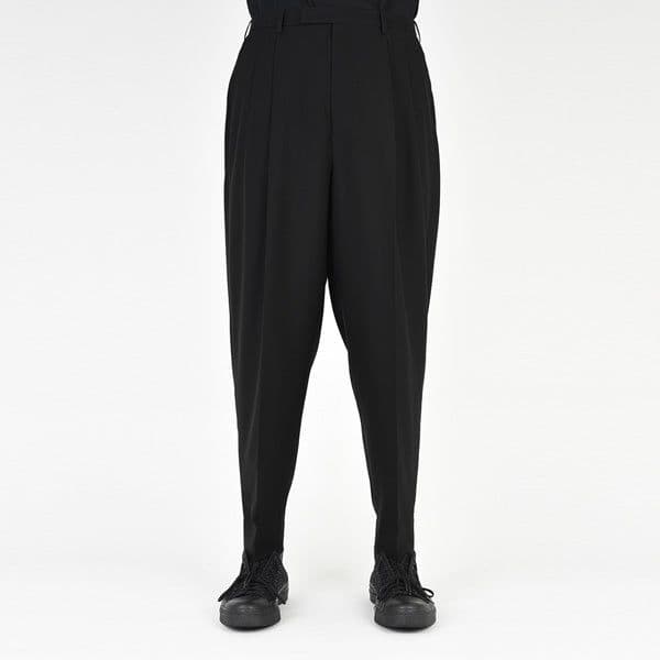 ラッドミュージシャン 2タック スラックス ワイド テーパード ブラック ウール