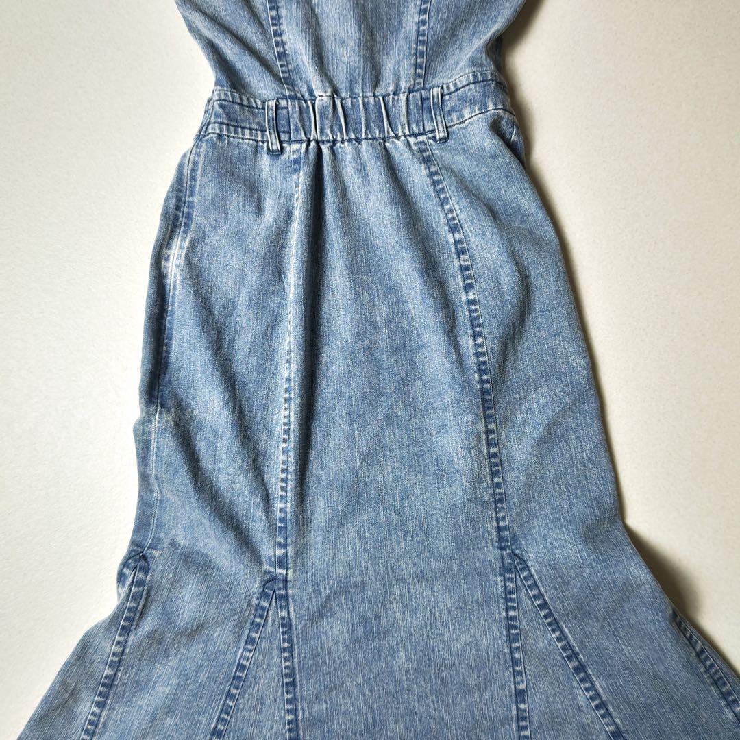 スナイデル　デニムマーメイドワンピース　マキシ丈　Aライン　フレア　金ボタン