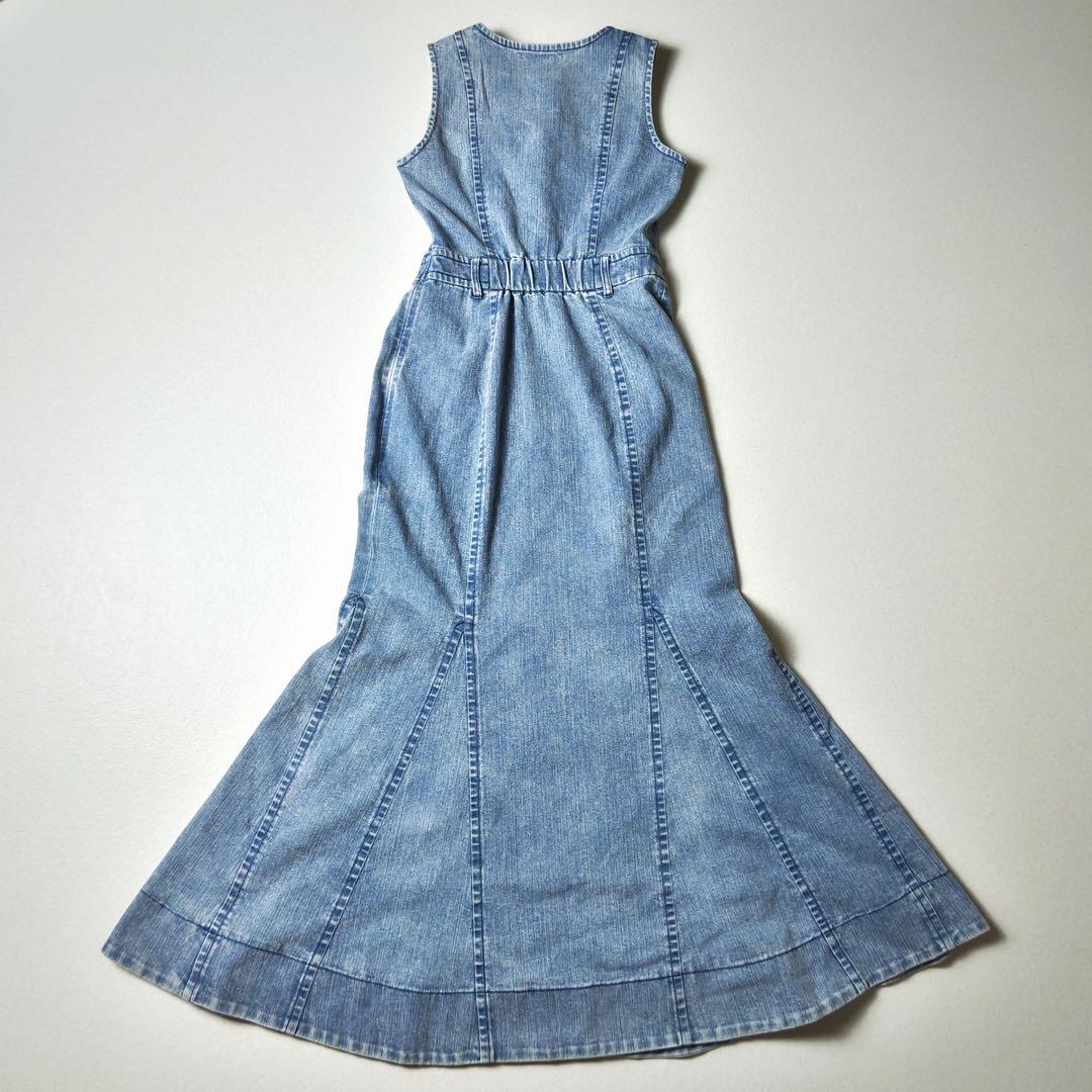 スナイデル　デニムマーメイドワンピース　マキシ丈　Aライン　フレア　金ボタン