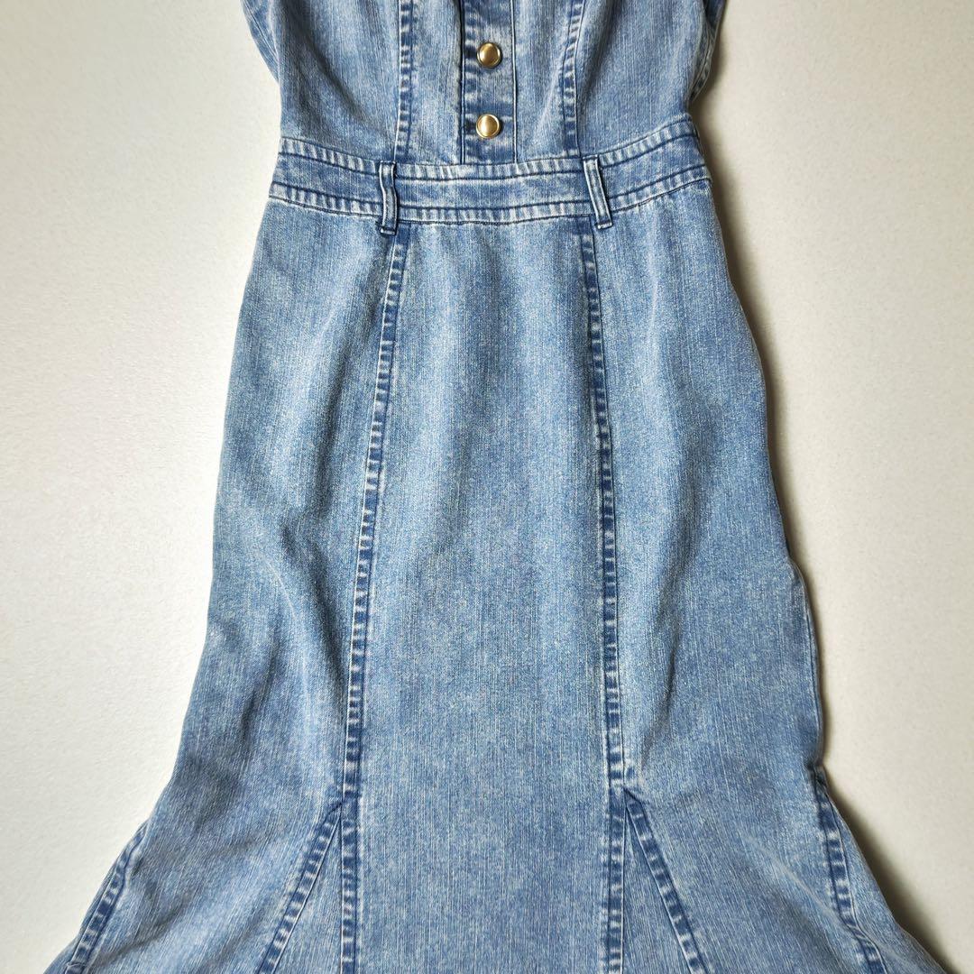スナイデル　デニムマーメイドワンピース　マキシ丈　Aライン　フレア　金ボタン