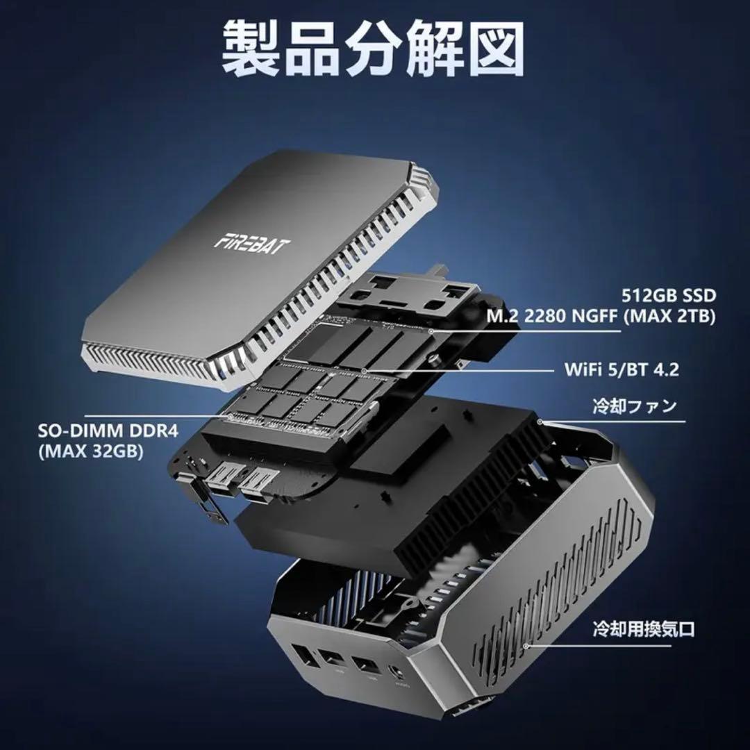 FIREBAT ミニPC Intel N150 16G SSD512G