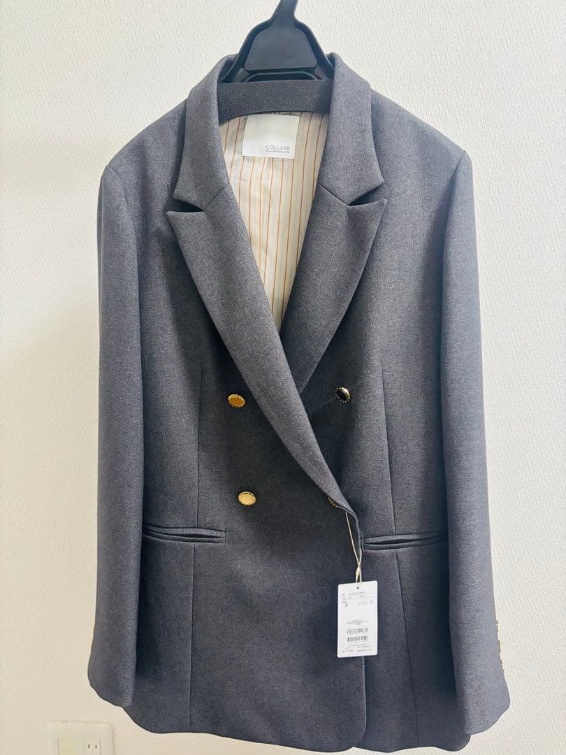 新品タグ付き⭐︎コラージュ　ウールライクダブルジャケット　チャコールグレー　現行品