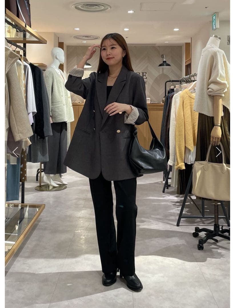 新品タグ付き⭐︎コラージュ　ウールライクダブルジャケット　チャコールグレー　現行品