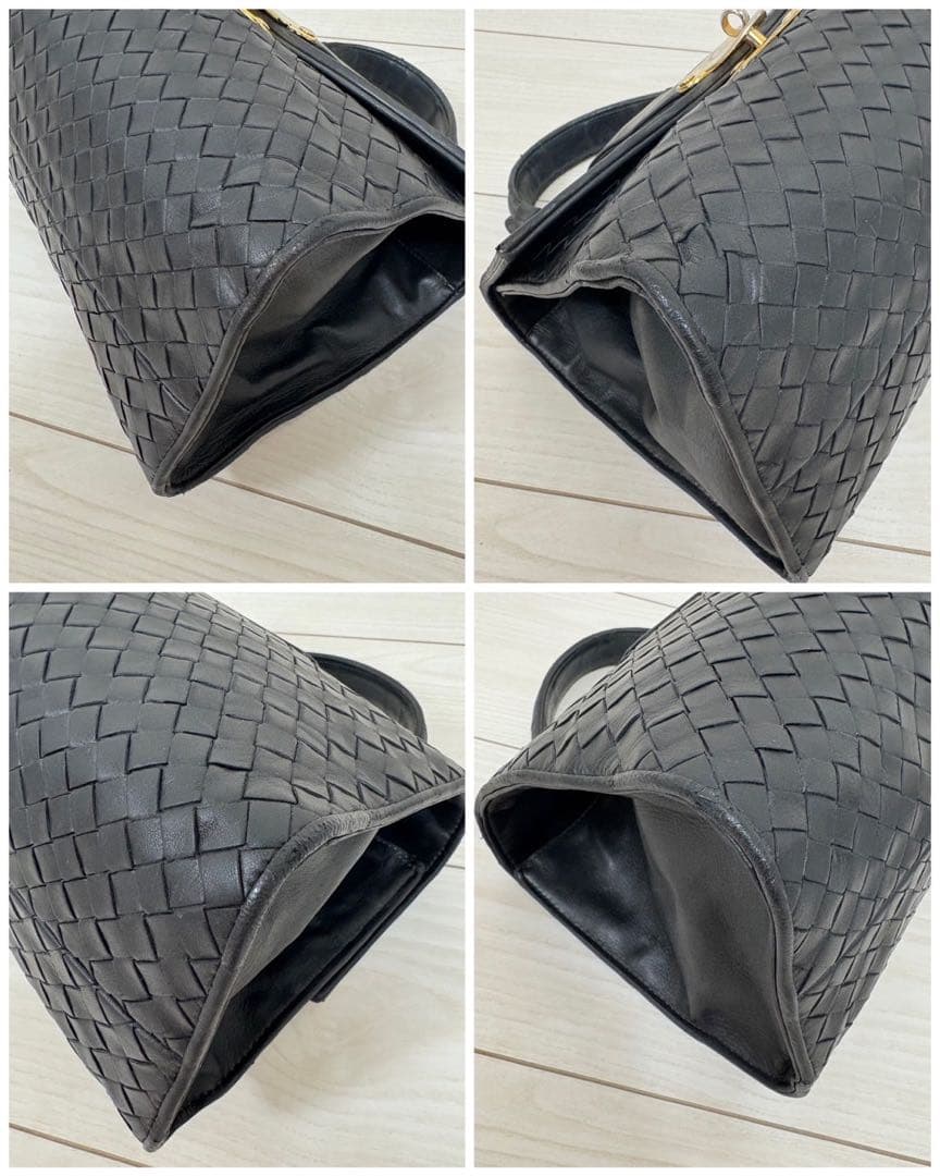 ボッテガヴェネタ イントレチャート ワンバンドルバッグ ターンロック ブラック