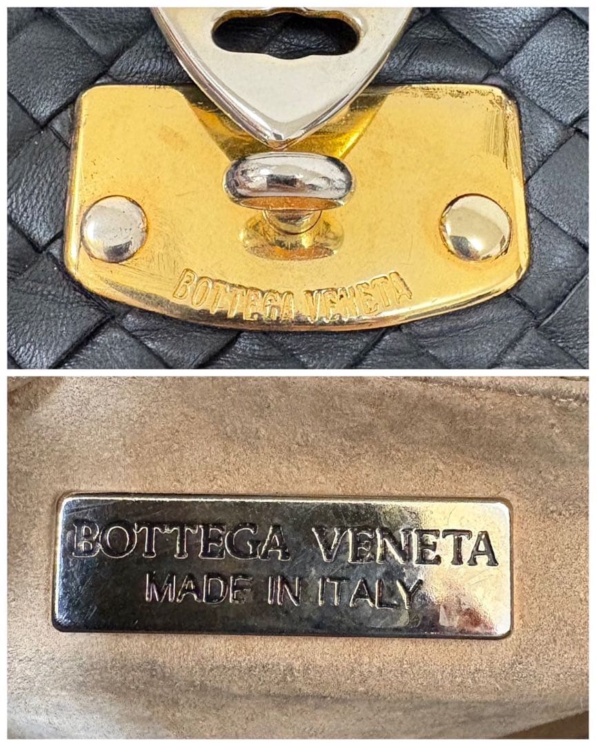 ボッテガヴェネタ イントレチャート ワンバンドルバッグ ターンロック ブラック