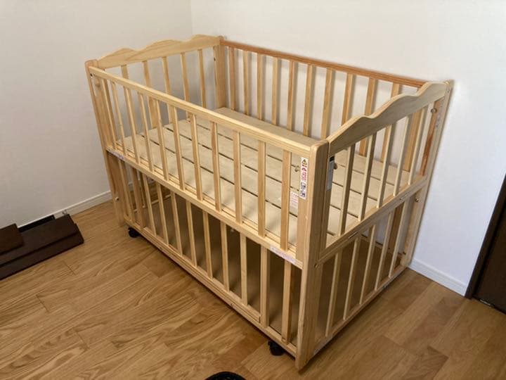 下段床補強 フラル Wオープンすのこベビーベッド 中古