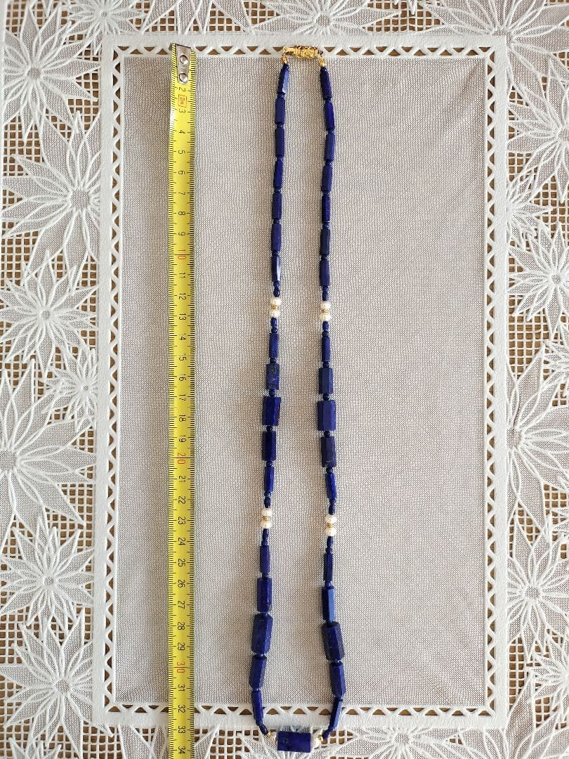 ラピスラズリとパール ネックレス ブレスレット アンティーク レトロ