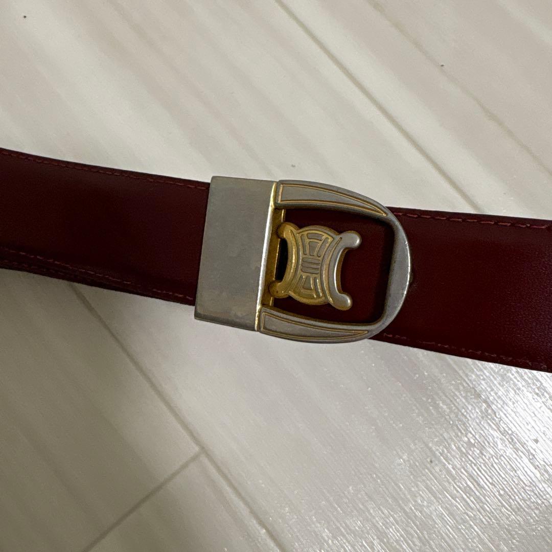 【CÉLINE セリーヌ】ヴィンテージ　レザーベルト 赤茶