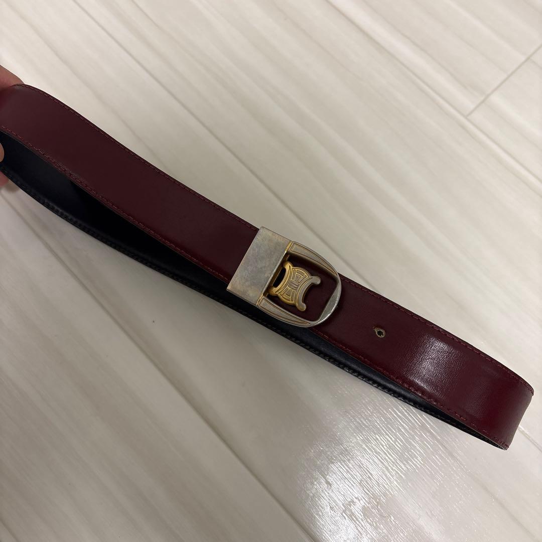 【CÉLINE セリーヌ】ヴィンテージ　レザーベルト 赤茶