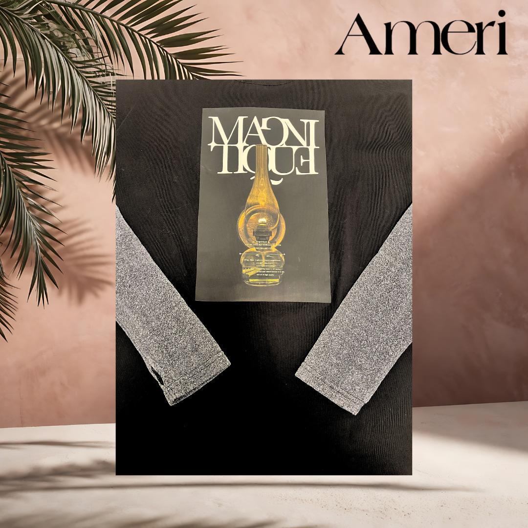 Tシャツ カットソー セット Ameri アメリ 美品 ラメ シルバー 黒