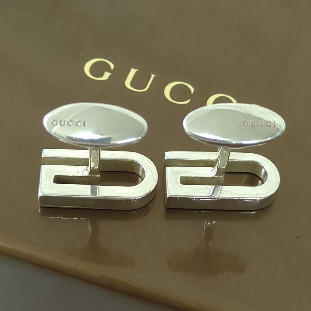 グッチ カフス シルバー カフリンクス Ｇモチーフ ロゴ SV925 イタリア製