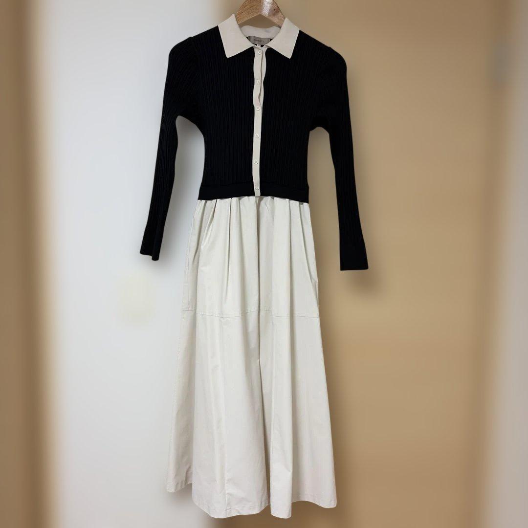 ジャスグリッティー　衿ニットドッキングワンピース