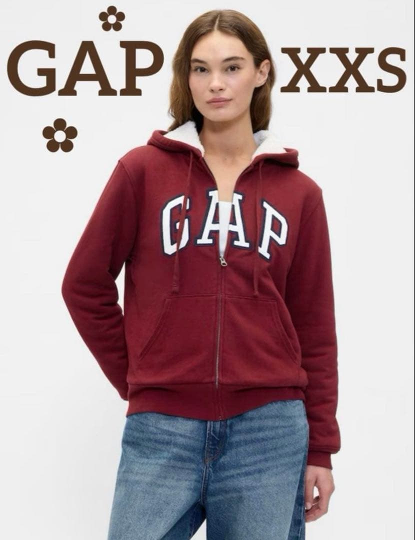 【希少レア】新品ꕥGAPリラックスフィットロゴ裏ボアジップアップパーカー