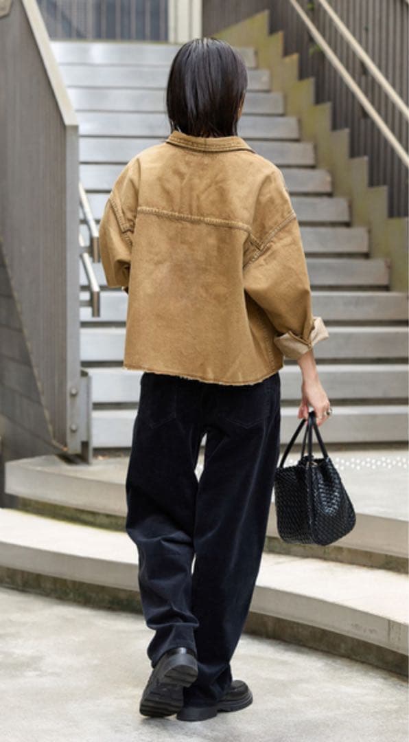 ライトオンスデニムクロップドシャツ レディース