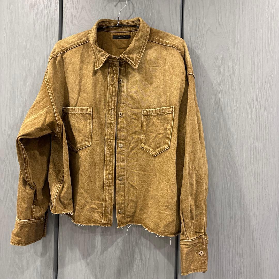 ライトオンスデニムクロップドシャツ レディース