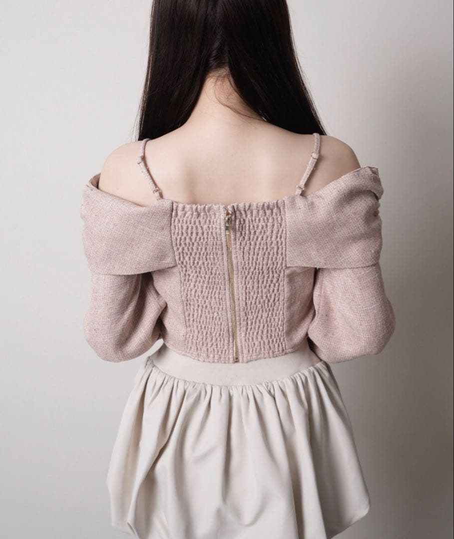 LIPSERVICE リボンオフショルロングスリーブトップス ピンク