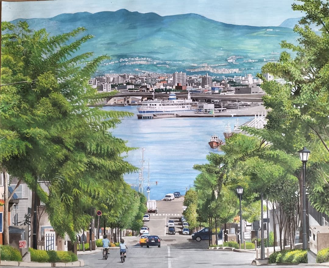 k*u様 函館八幡坂の水彩画 F30号サイズ
