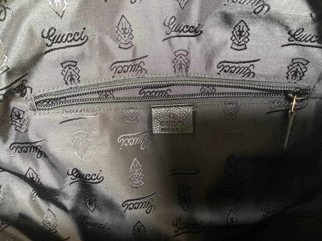 GUCCI ブラック レザー ボストンバッグ