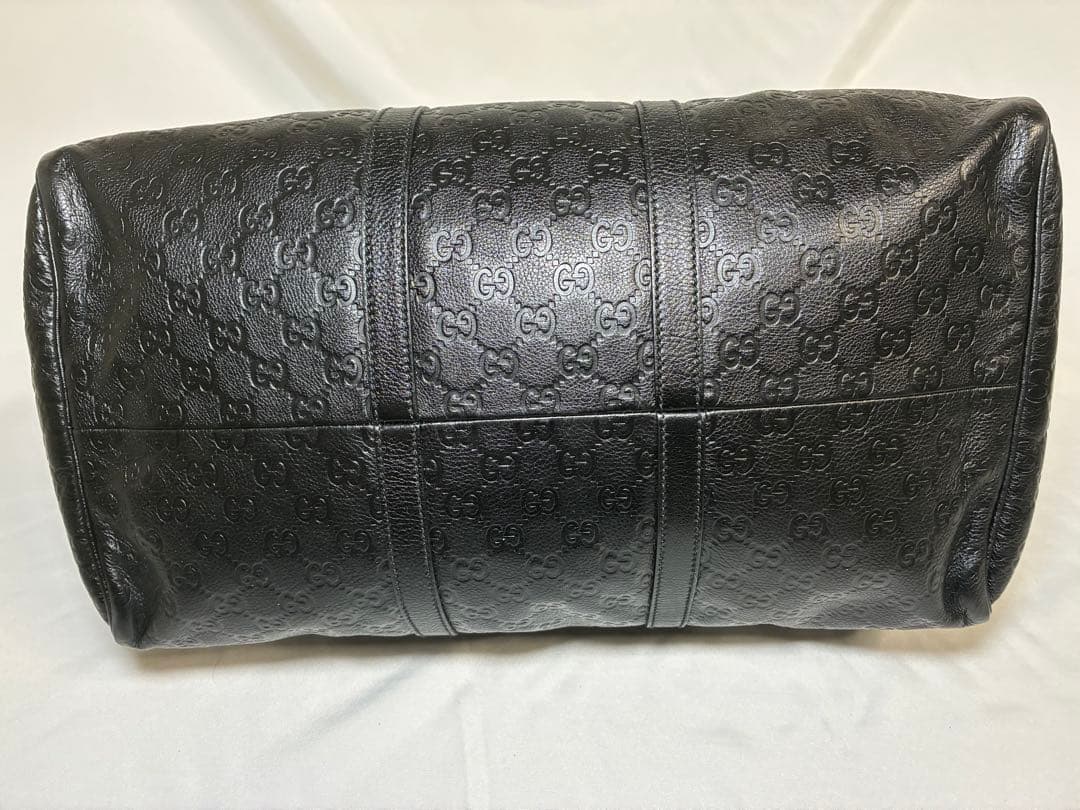 GUCCI ブラック レザー ボストンバッグ